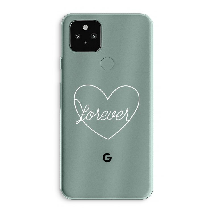 Forever heart pastel: Google Pixel 5a 5G Transparant Hoesje