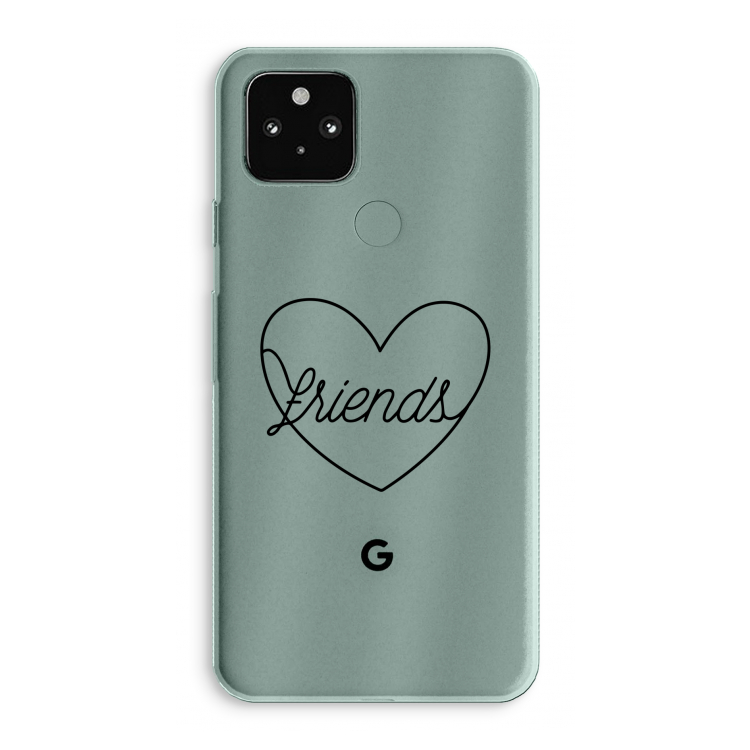 Friends heart black: Google Pixel 5a 5G Transparant Hoesje