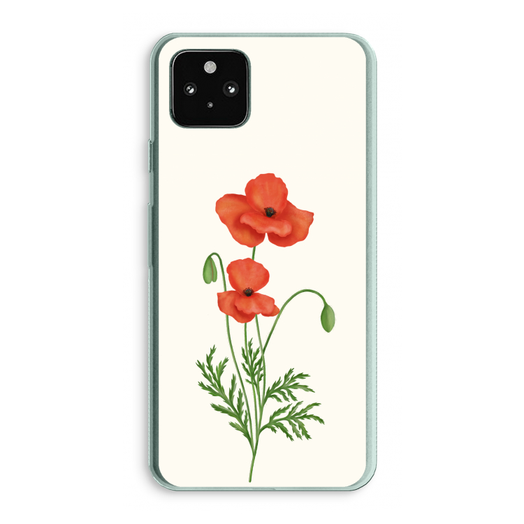 Red poppy: Google Pixel 5a 5G Transparant Hoesje