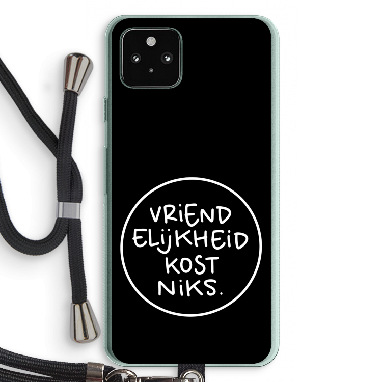 Vriendelijkheid: Pixel 5a 5G Transparant Hoesje met koord