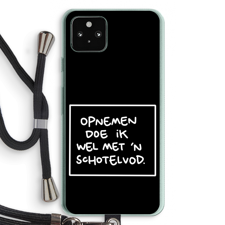 Schotelvod: Pixel 5a 5G Transparant Hoesje met koord