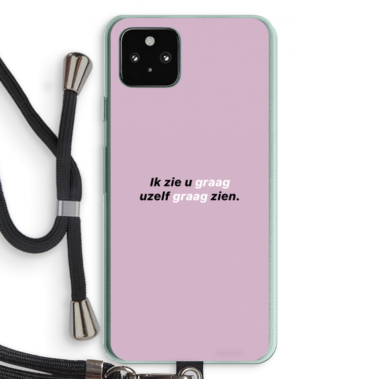 uzelf graag zien: Pixel 5a 5G Transparant Hoesje met koord