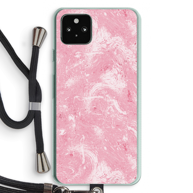 Abstract Painting Pink: Pixel 5a 5G Transparant Hoesje met koord