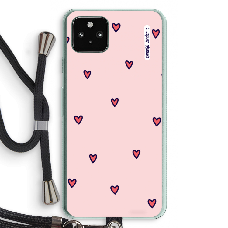 Hartjes: Pixel 5a 5G Transparant Hoesje met koord
