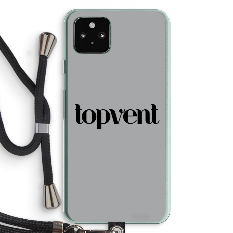 Topvent Grijs Zwart: Pixel 5a 5G Transparant Hoesje met koord