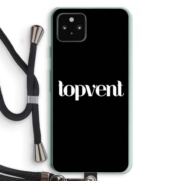 Topvent Zwart: Pixel 5a 5G Transparant Hoesje met koord