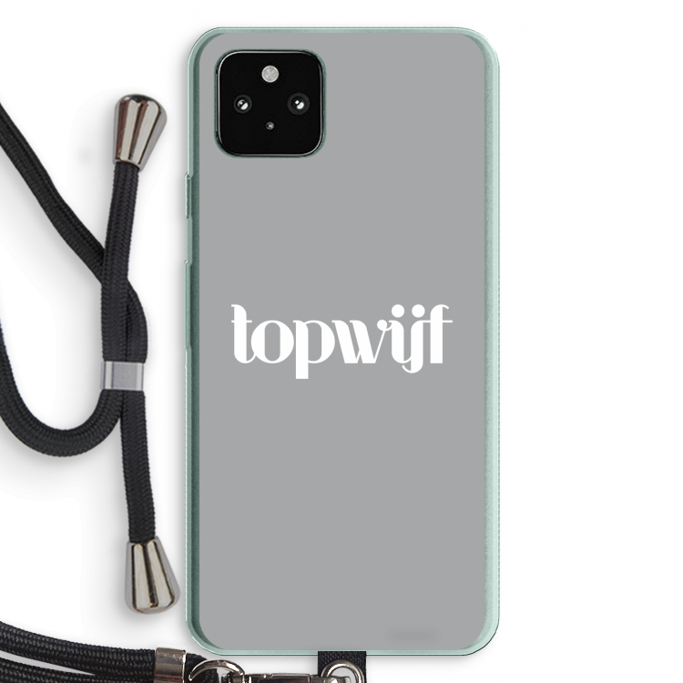 Topwijf Grijs Wit: Pixel 5a 5G Transparant Hoesje met koord