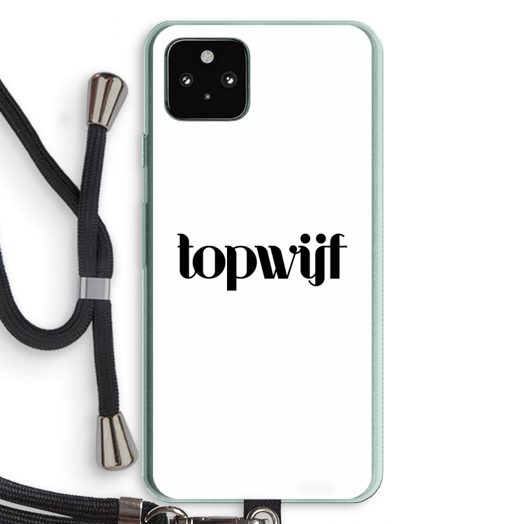 Topwijf Wit: Pixel 5a 5G Transparant Hoesje met koord