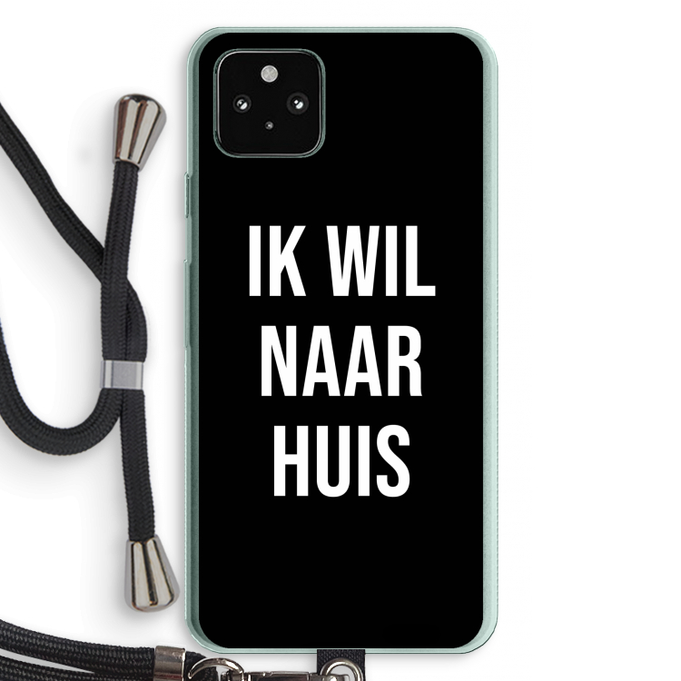 Ik wil naar huis - Zwart: Pixel 5a 5G Transparant Hoesje met koord