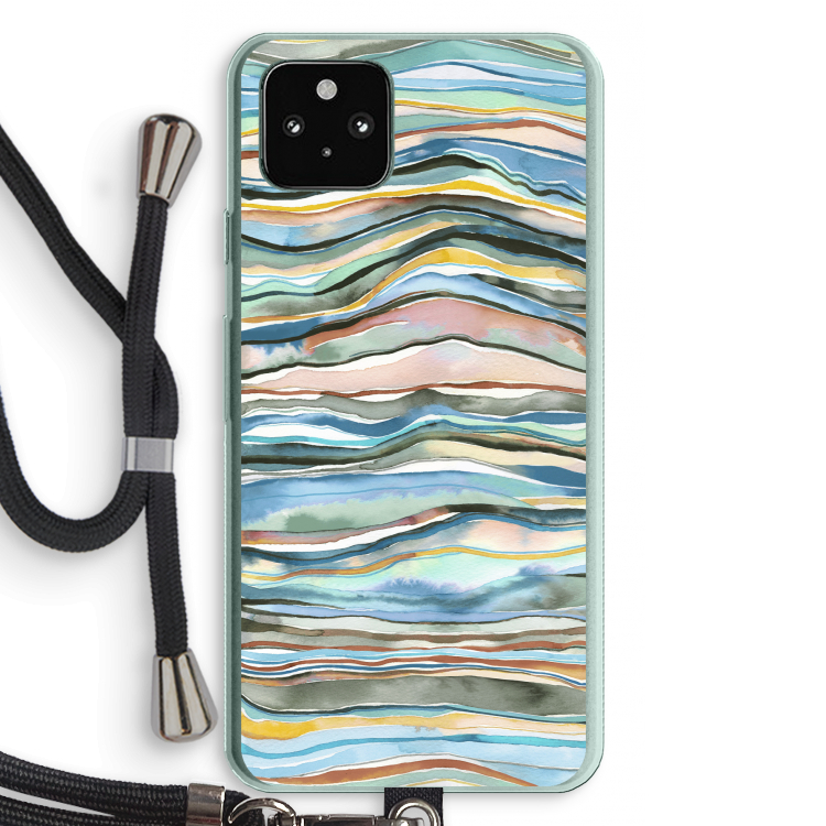 Watercolor Agate: Pixel 5a 5G Transparant Hoesje met koord