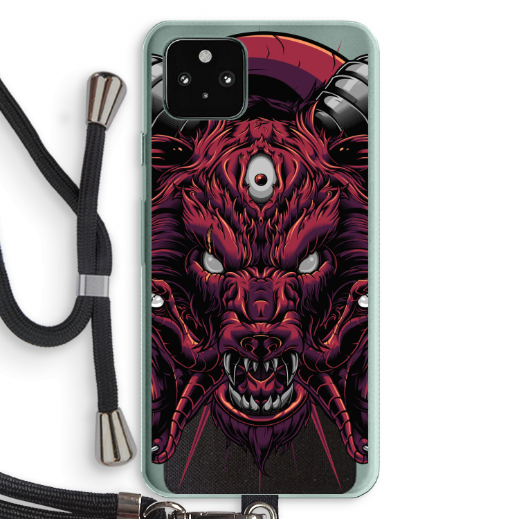 Hell Hound and Serpents: Pixel 5a 5G Transparant Hoesje met koord