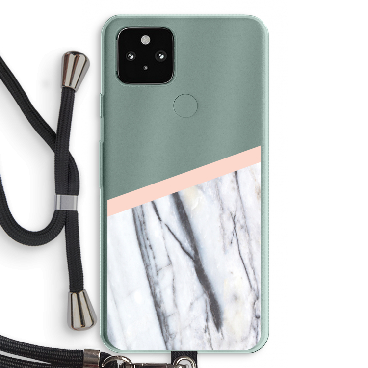 A touch of peach: Pixel 5a 5G Transparant Hoesje met koord