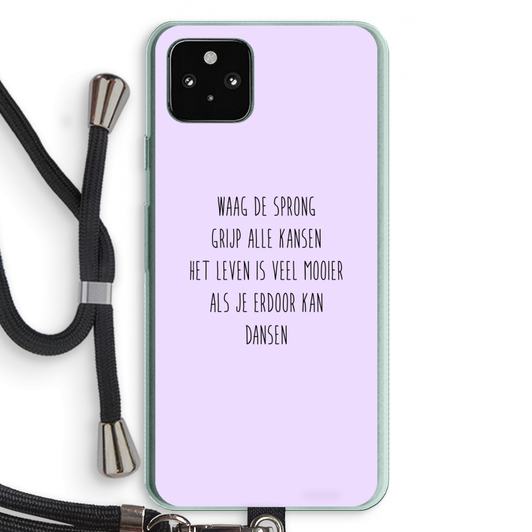 Sprong: Pixel 5a 5G Transparant Hoesje met koord