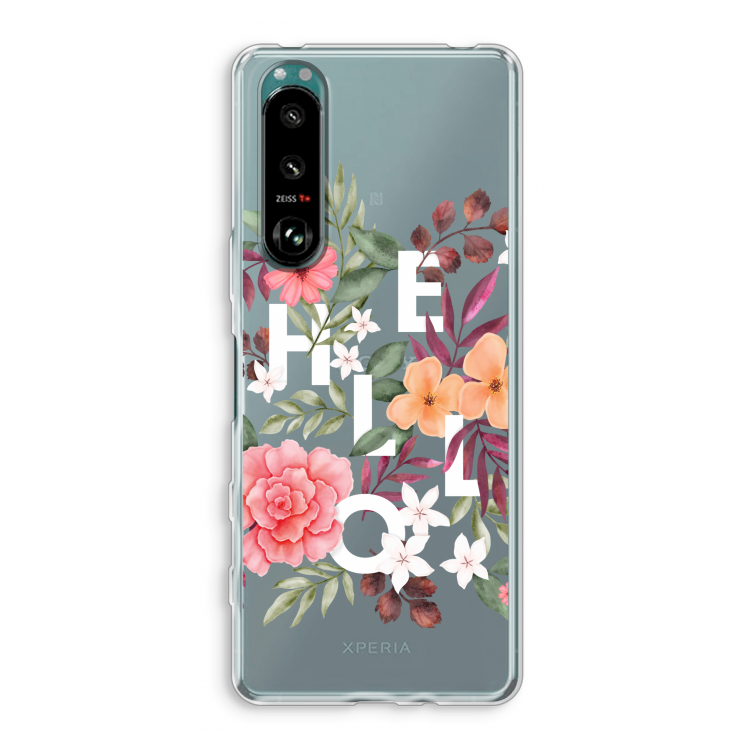 Hello in flowers: Sony Xperia 5 III Transparant Hoesje