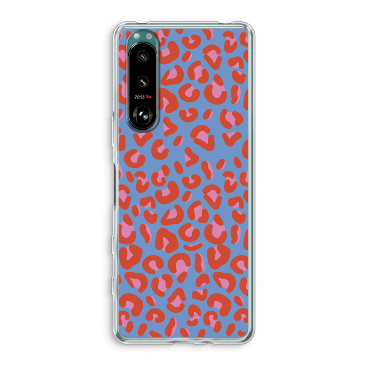 Leopard blue: Sony Xperia 5 III Transparant Hoesje