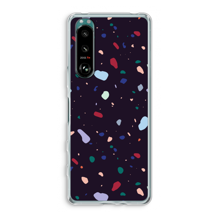 Dark Rounded Terrazzo: Sony Xperia 5 III Transparant Hoesje