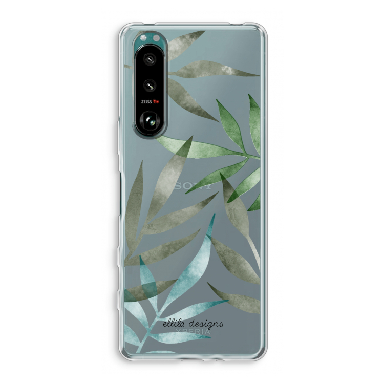 Tropical watercolor leaves: Sony Xperia 5 III Transparant Hoesje