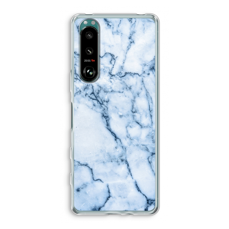 Blauw marmer: Sony Xperia 5 III Transparant Hoesje