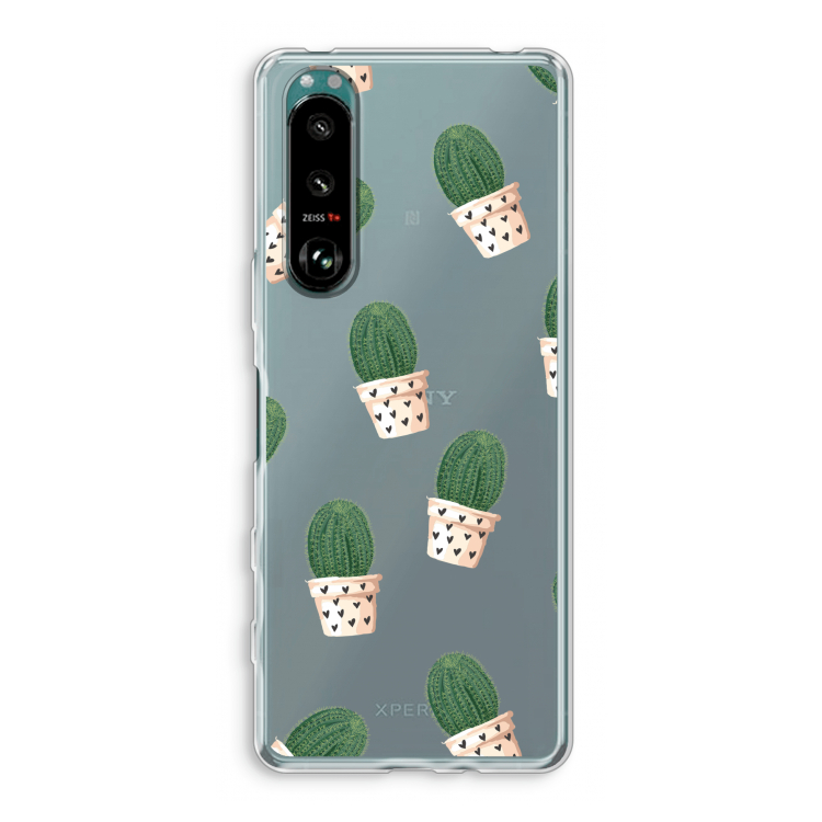 Cactusprint roze: Sony Xperia 5 III Transparant Hoesje