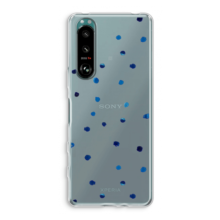Blauwe stippen: Sony Xperia 5 III Transparant Hoesje