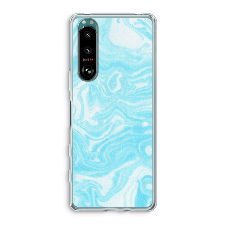 Waterverf blauw: Sony Xperia 5 III Transparant Hoesje