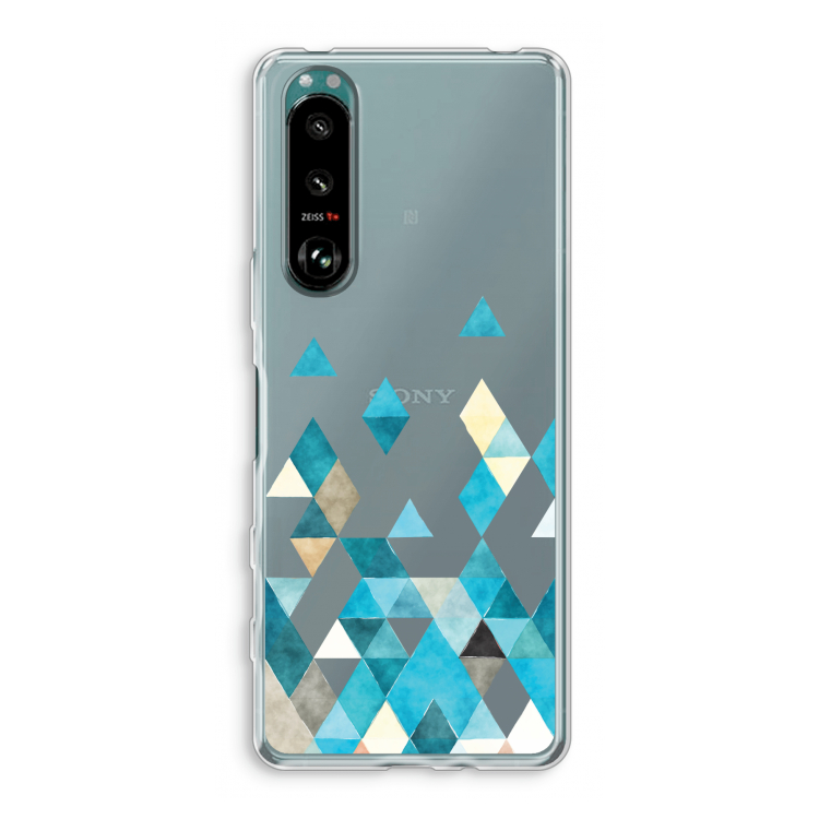 Gekleurde driehoekjes blauw: Sony Xperia 5 III Transparant Hoesje