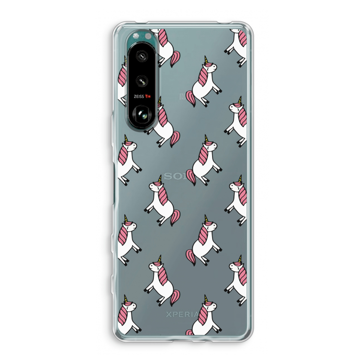 Eenhoorns overal: Sony Xperia 5 III Transparant Hoesje