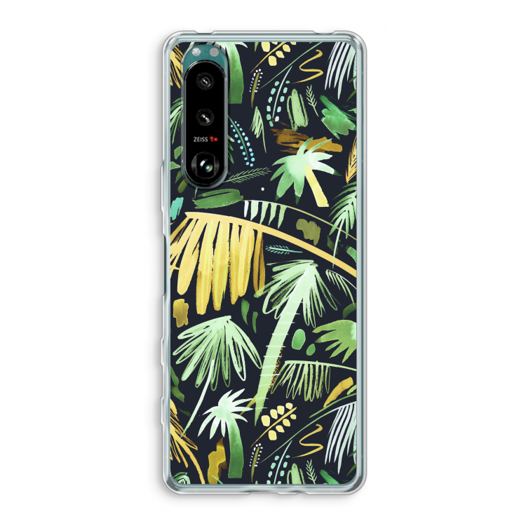 Tropical Palms Dark: Sony Xperia 5 III Transparant Hoesje