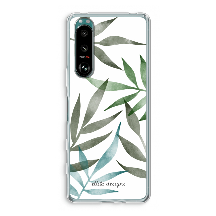 Tropical watercolor leaves: Sony Xperia 5 III Transparant Hoesje