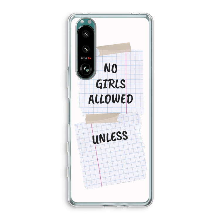 No Girls Allowed Unless: Sony Xperia 5 III Transparant Hoesje