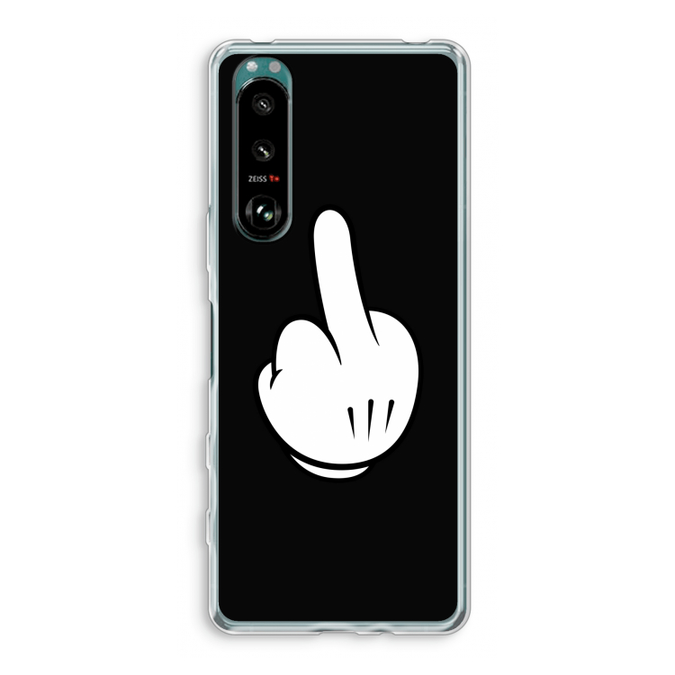 Middle finger black: Sony Xperia 5 III Transparant Hoesje