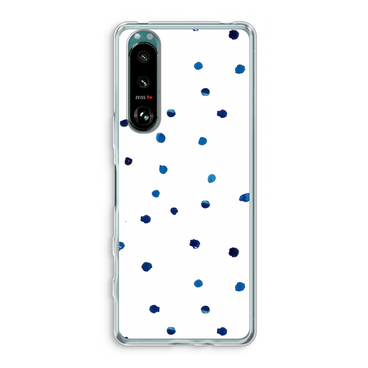 Blauwe stippen: Sony Xperia 5 III Transparant Hoesje