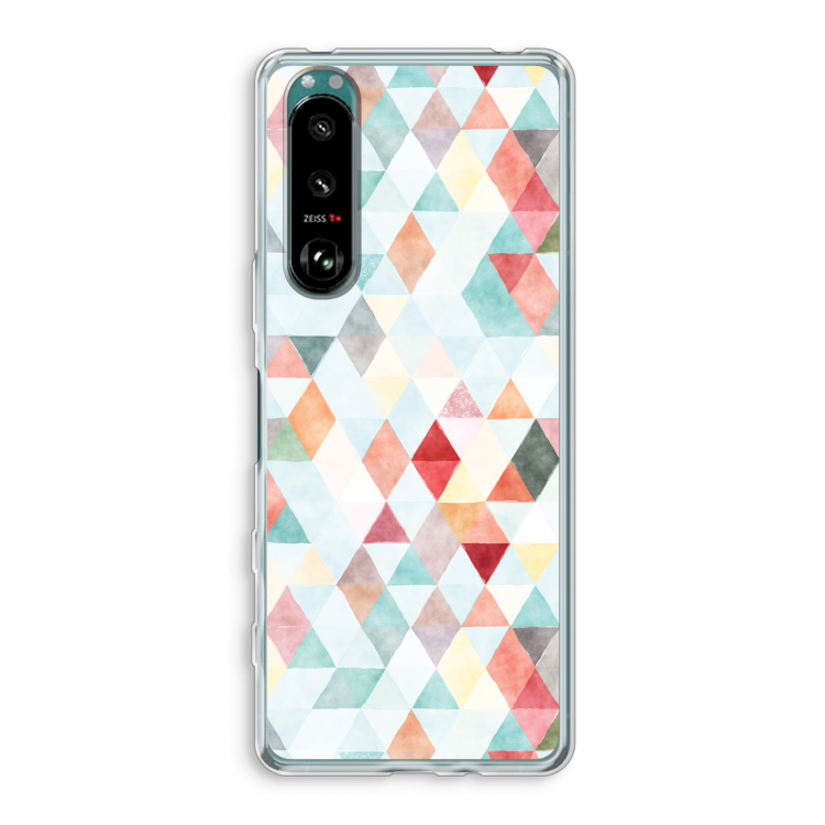 Gekleurde driehoekjes pastel: Sony Xperia 5 III Transparant Hoesje