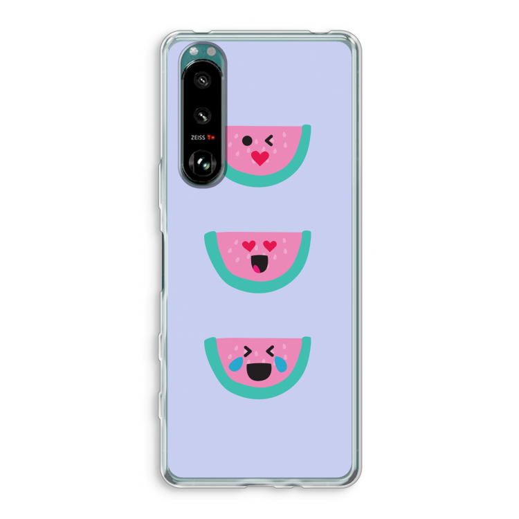 Smiley watermeloen: Sony Xperia 5 III Transparant Hoesje