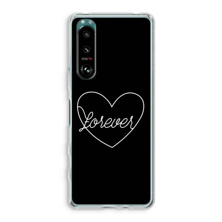Forever heart black: Sony Xperia 5 III Transparant Hoesje