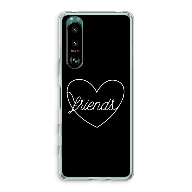 Friends heart black: Sony Xperia 5 III Transparant Hoesje