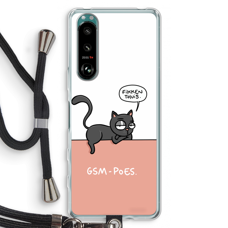 GSM poes: Sony Xperia 5 III Transparant Hoesje met koord