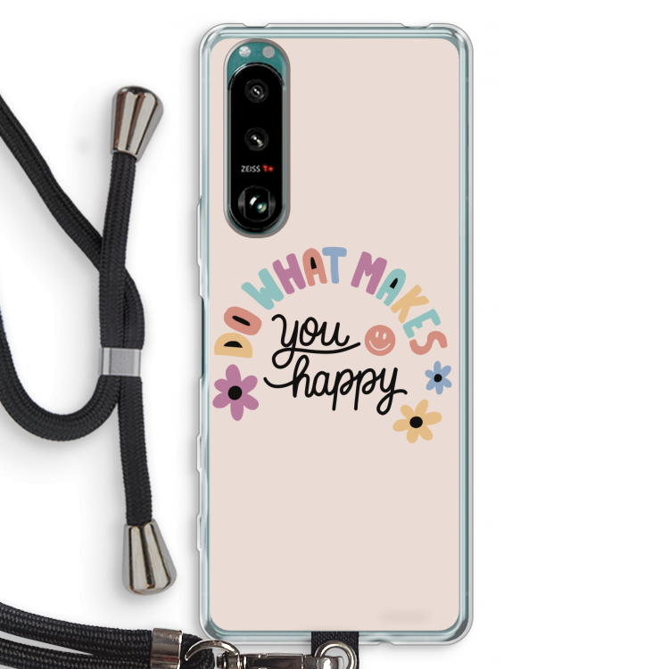Happy days: Sony Xperia 5 III Transparant Hoesje met koord