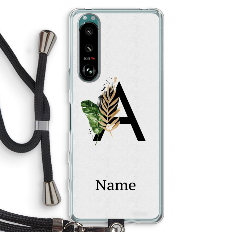 Charcoal Flora: Sony Xperia 5 III Transparant Hoesje met koord