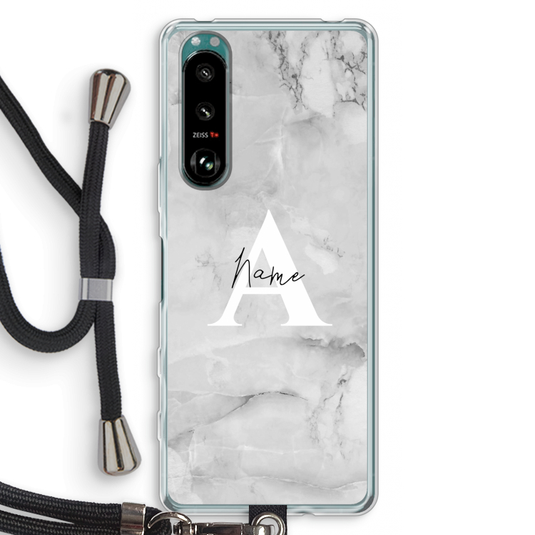 Ivory Marble: Sony Xperia 5 III Transparant Hoesje met koord