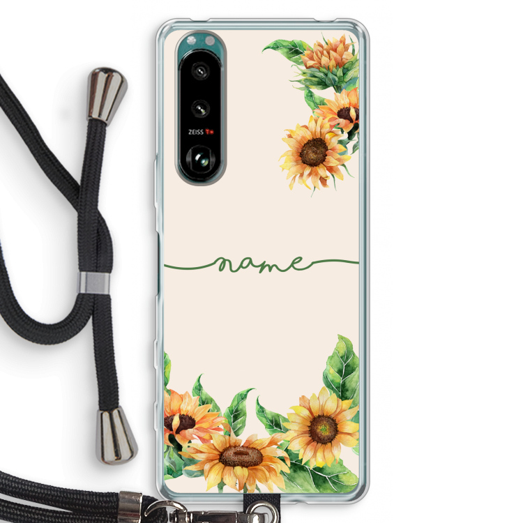 Zonnebloemen: Sony Xperia 5 III Transparant Hoesje met koord