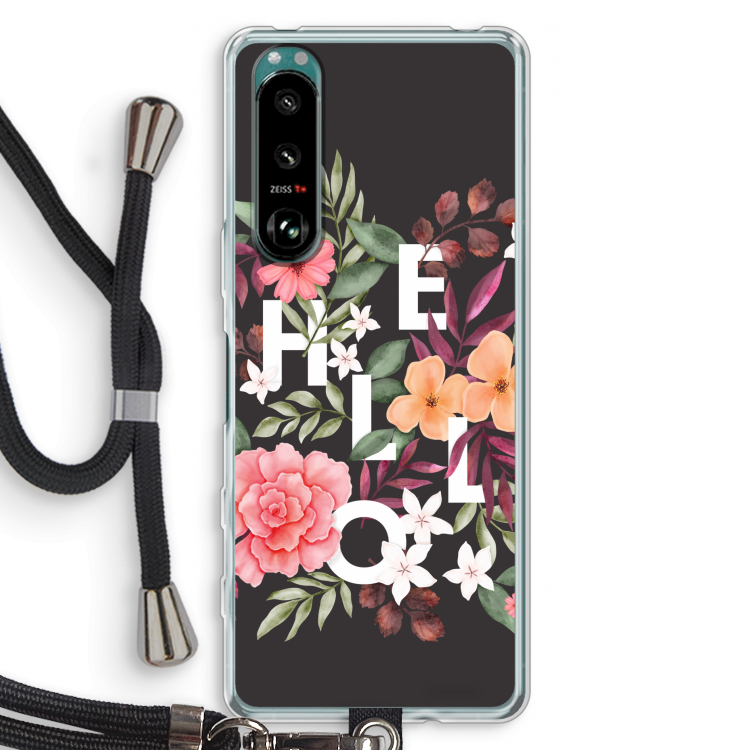 Hello in flowers: Sony Xperia 5 III Transparant Hoesje met koord
