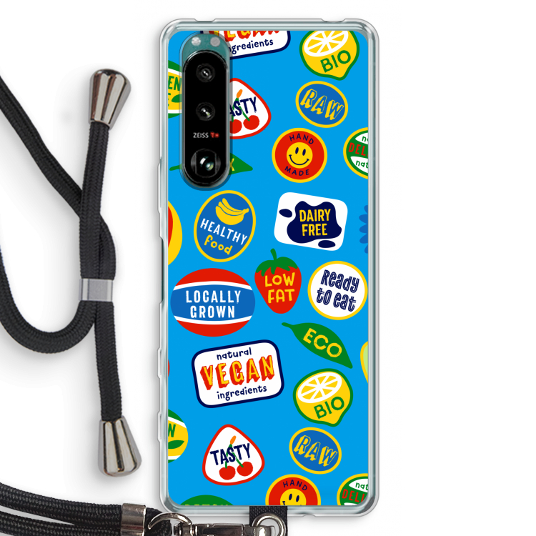 Fruitsticker: Sony Xperia 5 III Transparant Hoesje met koord