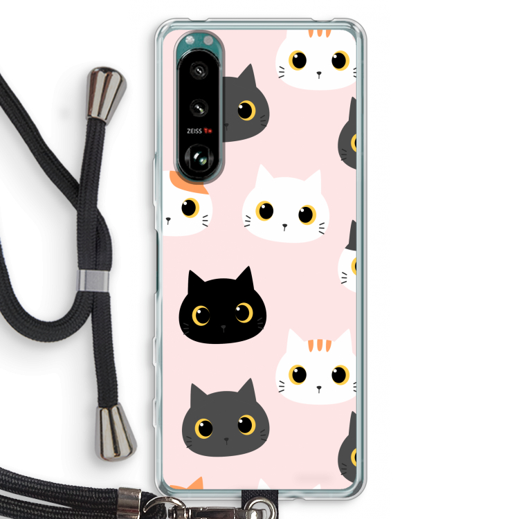 Katten: Sony Xperia 5 III Transparant Hoesje met koord