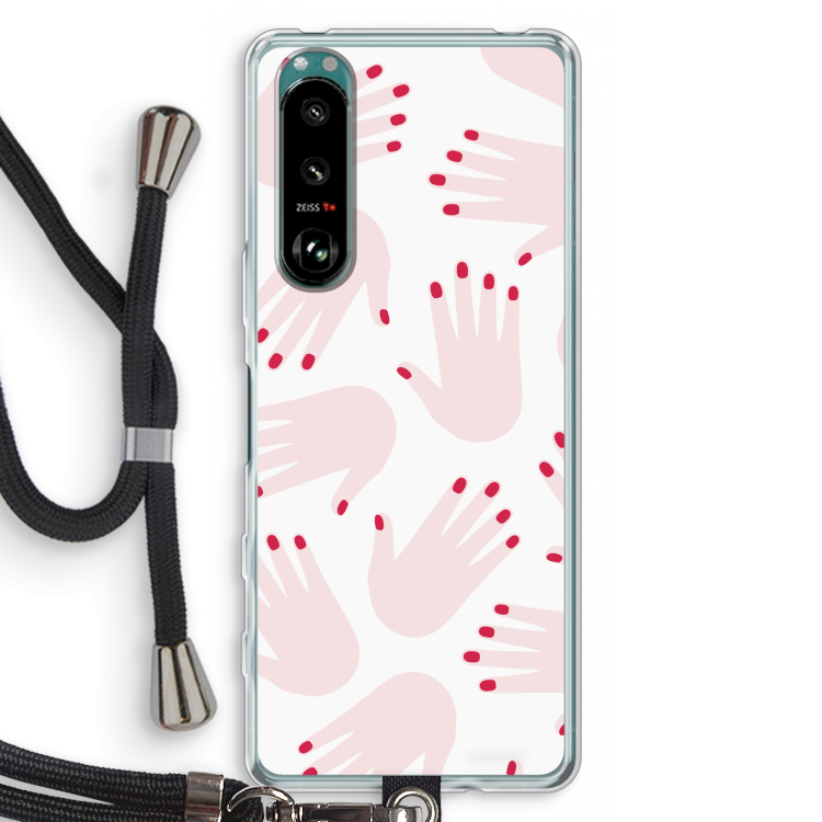 Hands pink: Sony Xperia 5 III Transparant Hoesje met koord