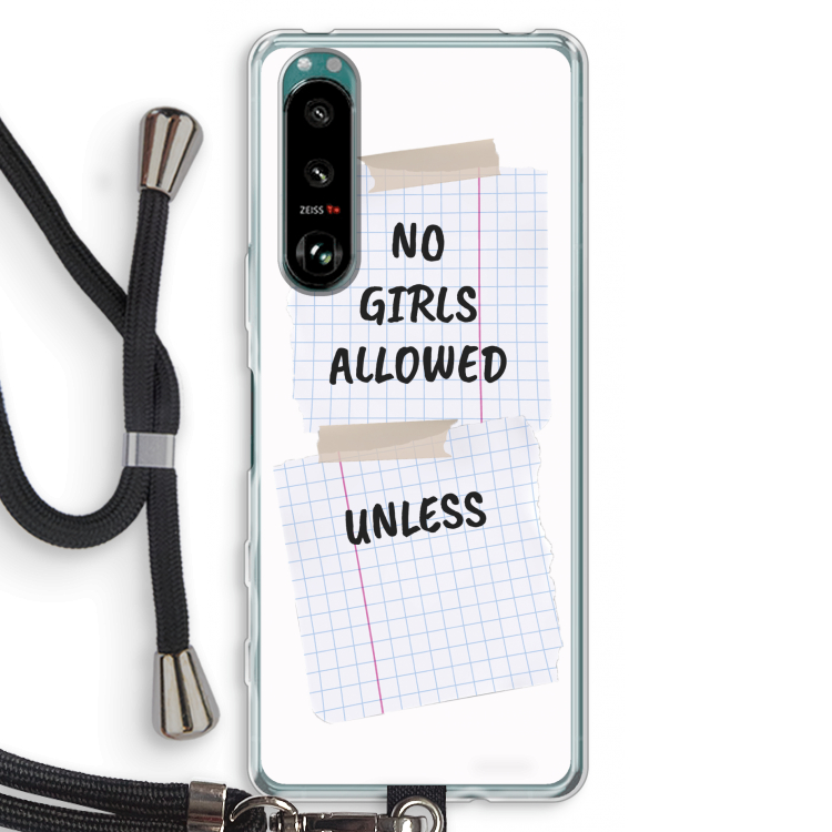 No Girls Allowed Unless: Sony Xperia 5 III Transparant Hoesje met koord