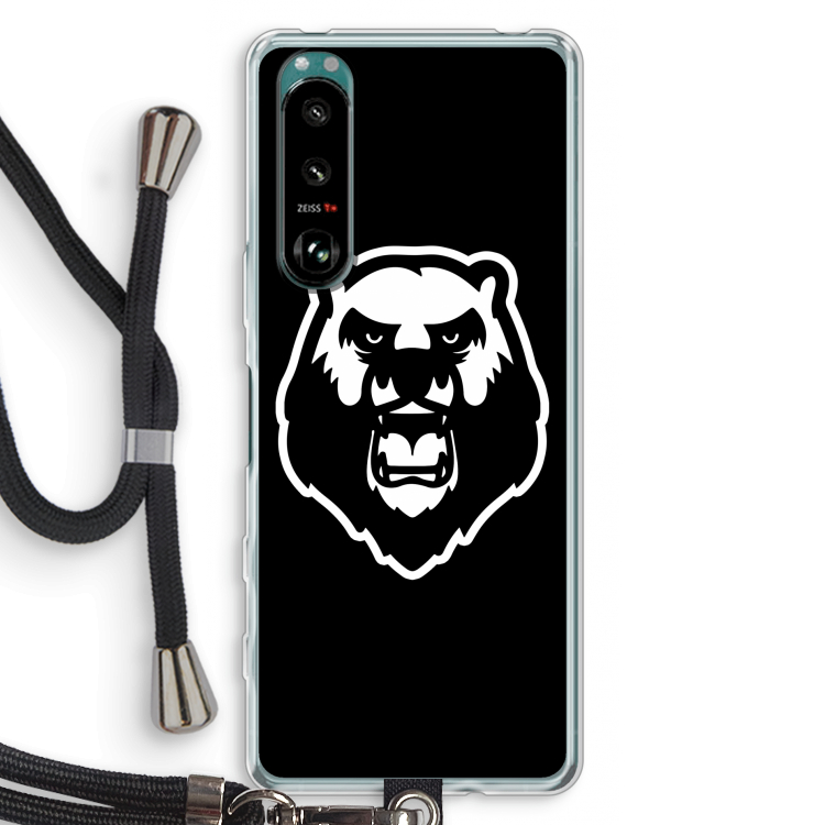Angry Bear (black): Sony Xperia 5 III Transparant Hoesje met koord
