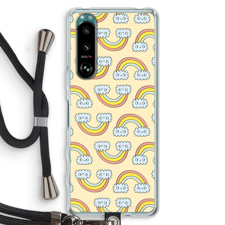 Regenboog: Sony Xperia 5 III Transparant Hoesje met koord