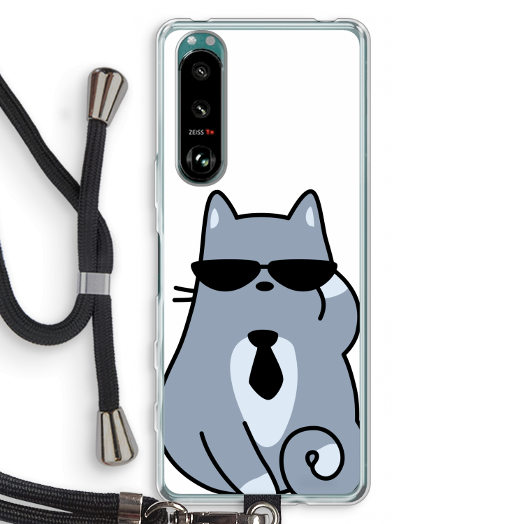 Cool cat: Sony Xperia 5 III Transparant Hoesje met koord