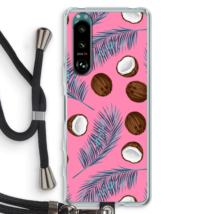Kokosnoot roze: Sony Xperia 5 III Transparant Hoesje met koord